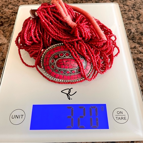 Vintage Hand Made Ethnic Tibetan Beaded Belt Red Seed Bead - Picture 16 of 16